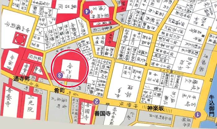 江戸時代の善国寺付近